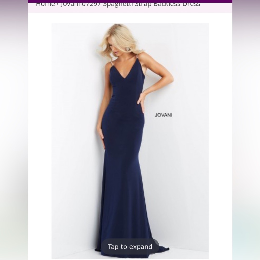Jovani Prom dress/ evening gown Navy with rhinestone detail.